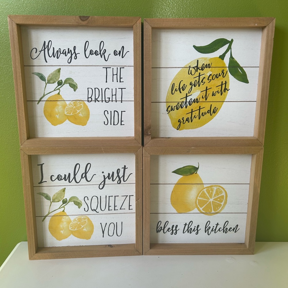 Lemon Themed Wall Art Set of 4